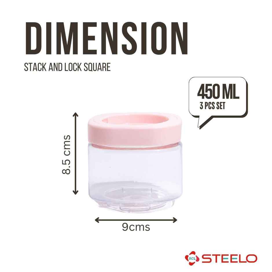 Steelo Stack & Lock Square Container 450 ml 3 Pcs Set