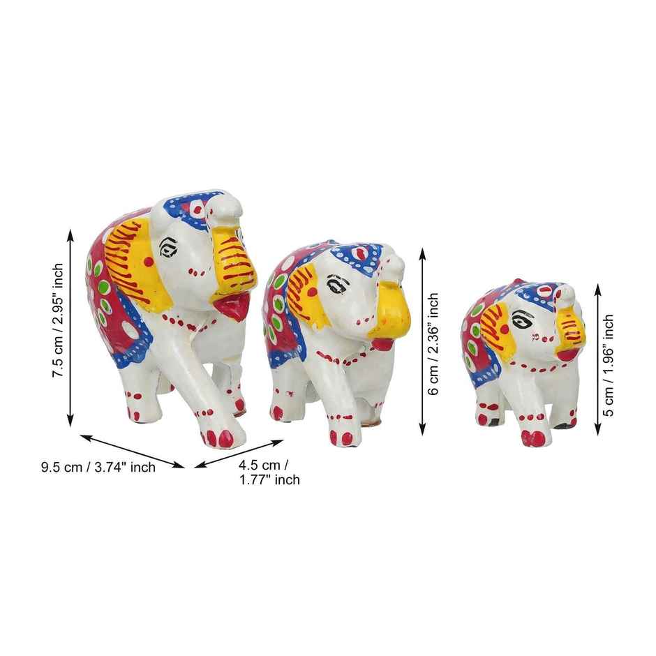 Casacraft Pepperfry Elephant Good Luck Figurine Set | Multicolor Handcrafted Showpieces For Home