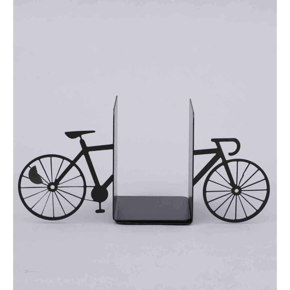 CasaCraft Pepperfry Bicycle Design Decorative Modern Black Heavy Duty Metal Bookends for Home