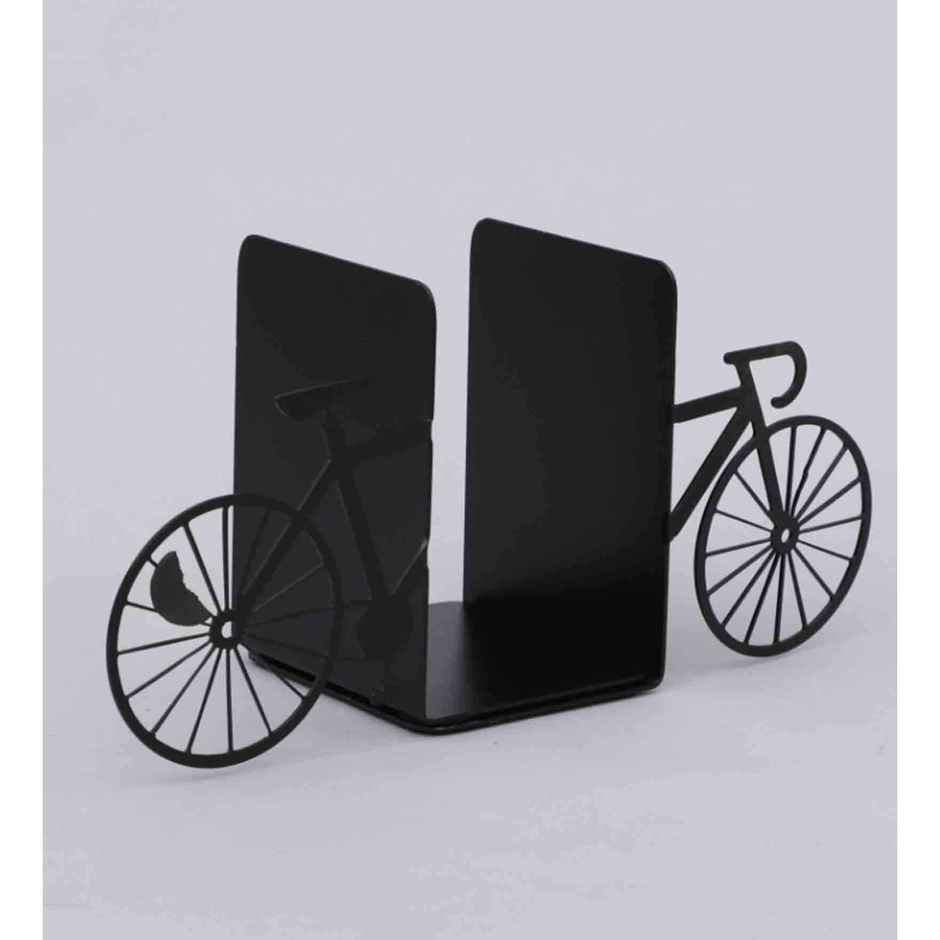 CasaCraft Pepperfry Bicycle Design Decorative Modern Black Heavy Duty Metal Bookends for Home