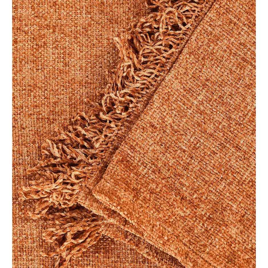 CasaCraft Pepperfry Sofa Covers Rust 51x71 Inch Reversible Soft Chenille Polyester Blanket for Home