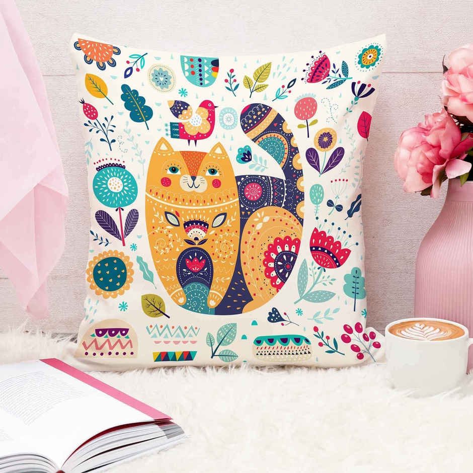 CasaCraft Pepperfry Multicolor Cotton Canvas Animal 16x16 inches Cushion Covers