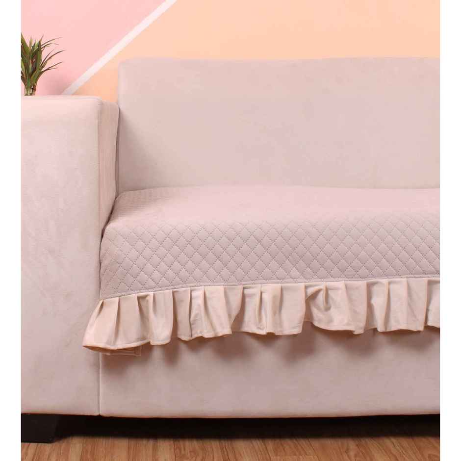 Casacraft by Pepperfry Sofa Cover | 3 Seater | Vanilla Ice