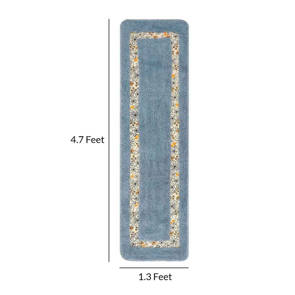 CasaCraft Pepperfry Runner 55x16 Inch Blue Cotton Hand Tufted Non Slip Rubber Backing Soft Rug