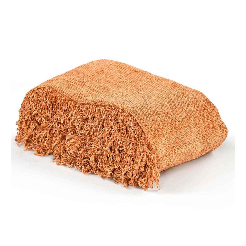 CasaCraft Pepperfry Sofa Covers Rust 51x71 Inch Reversible Soft Chenille Polyester Blanket for Home