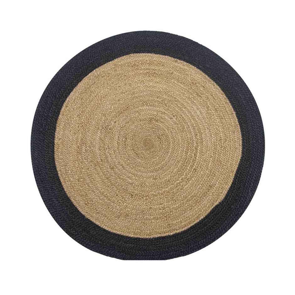 CasaCraft Pepperfry Carpet, 3 x 3 Feet Round Multicolor Geometric Jute Hand Woven Carpet Soft Rug