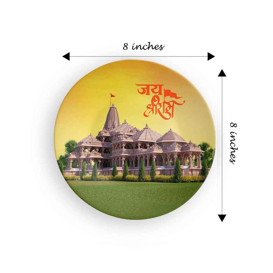CasaCraft Pepperfry Divine Shri Ram Mandir Ayodhya Ceramic Decorative Round Wall Hanging Plate