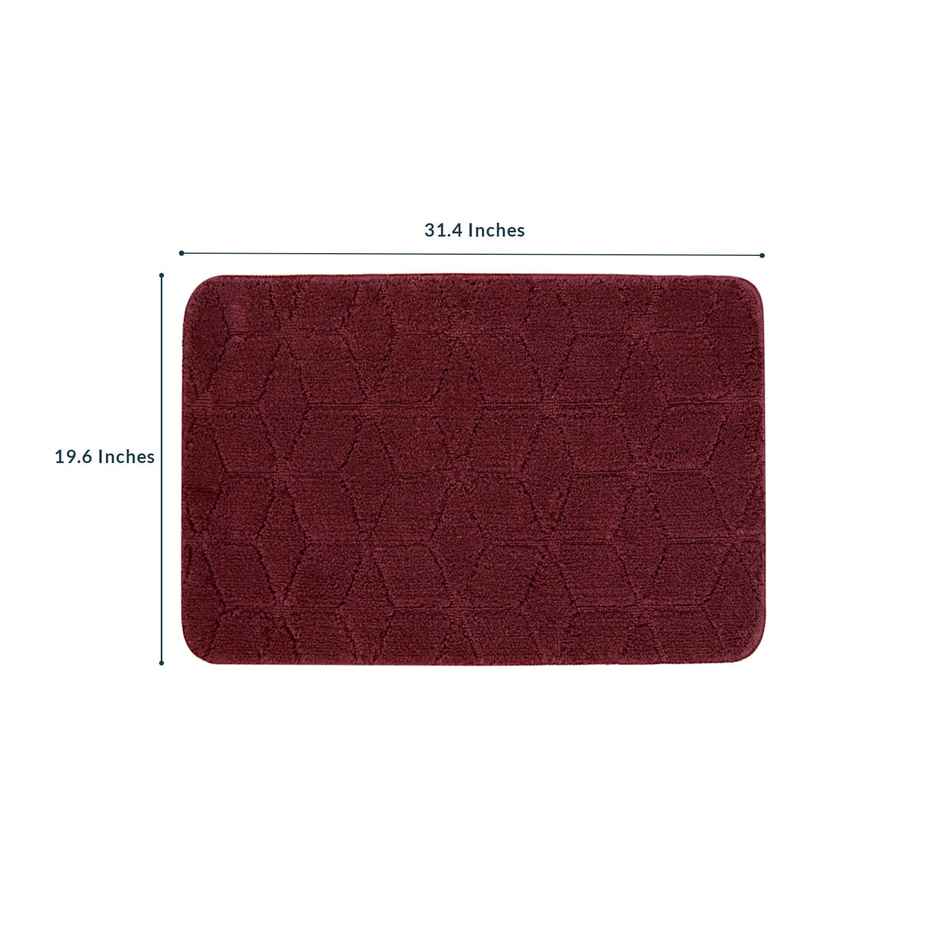Casacraft by Pepperfry Bath Mat Combo - 32 x 20 Inches Anti-skid | Red