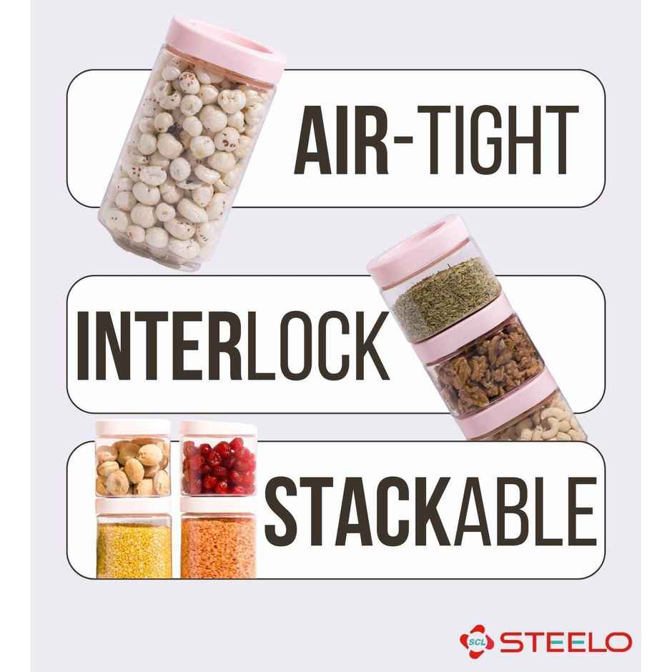 Steelo Stack & Lock Square Container 600 ml 3 Pcs Set