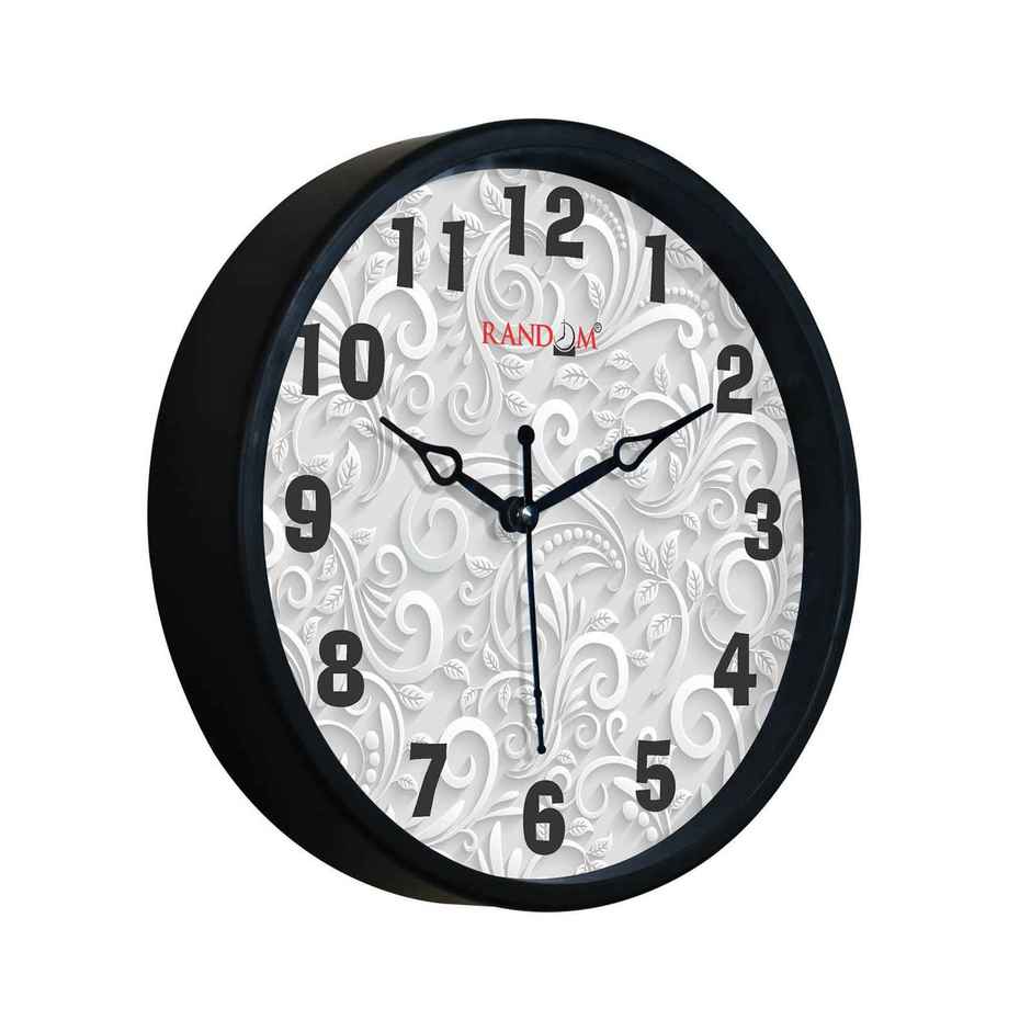 CasaCraft Pepperfry Wall Clock 8 Inch Rickford Round Contemporary Plastic BlackFrame for Decor Home