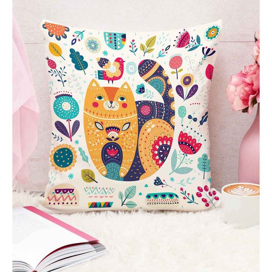 CasaCraft Pepperfry Multicolor Cotton Canvas Animal 16x16 inches Cushion Covers