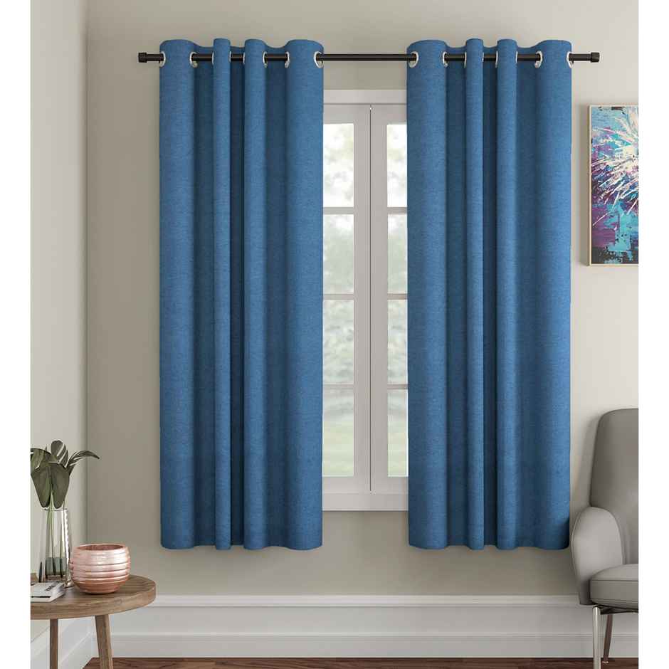 Casacraft by Pepperfry Window Curtain | Blue | 5 feet