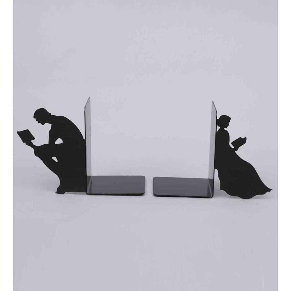 Casacraft Pepperfry Typography Design Iron Matte Black Finish Bookend for Reading Books for Home