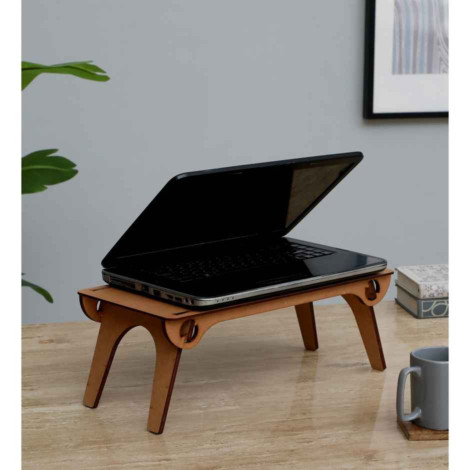 Casacraft From Pepperfry Engineering Wood Foldable Floor Desk & Laptop Table in Natural Finish | 18 Inch