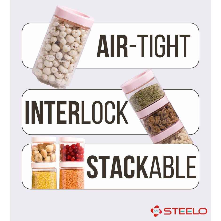 Steelo Stack & Lock Square Container 1000 ml 3 Pcs Set