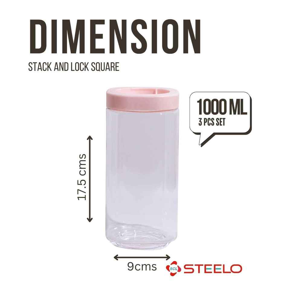 Steelo Stack & Lock Square Container 1000 ml 3 Pcs Set