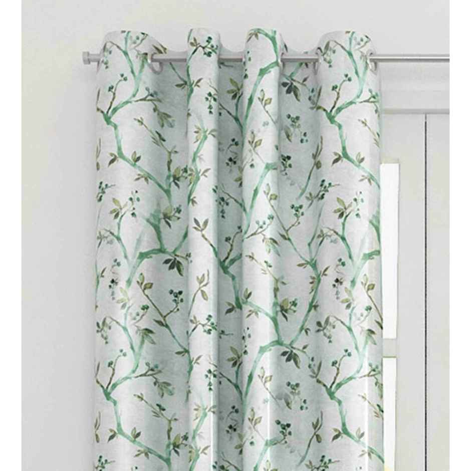 CasaCraft Pepperfry Door Curtain 7ft Floral Green Polyester Heavy Net Premium Eyelet Single Panel