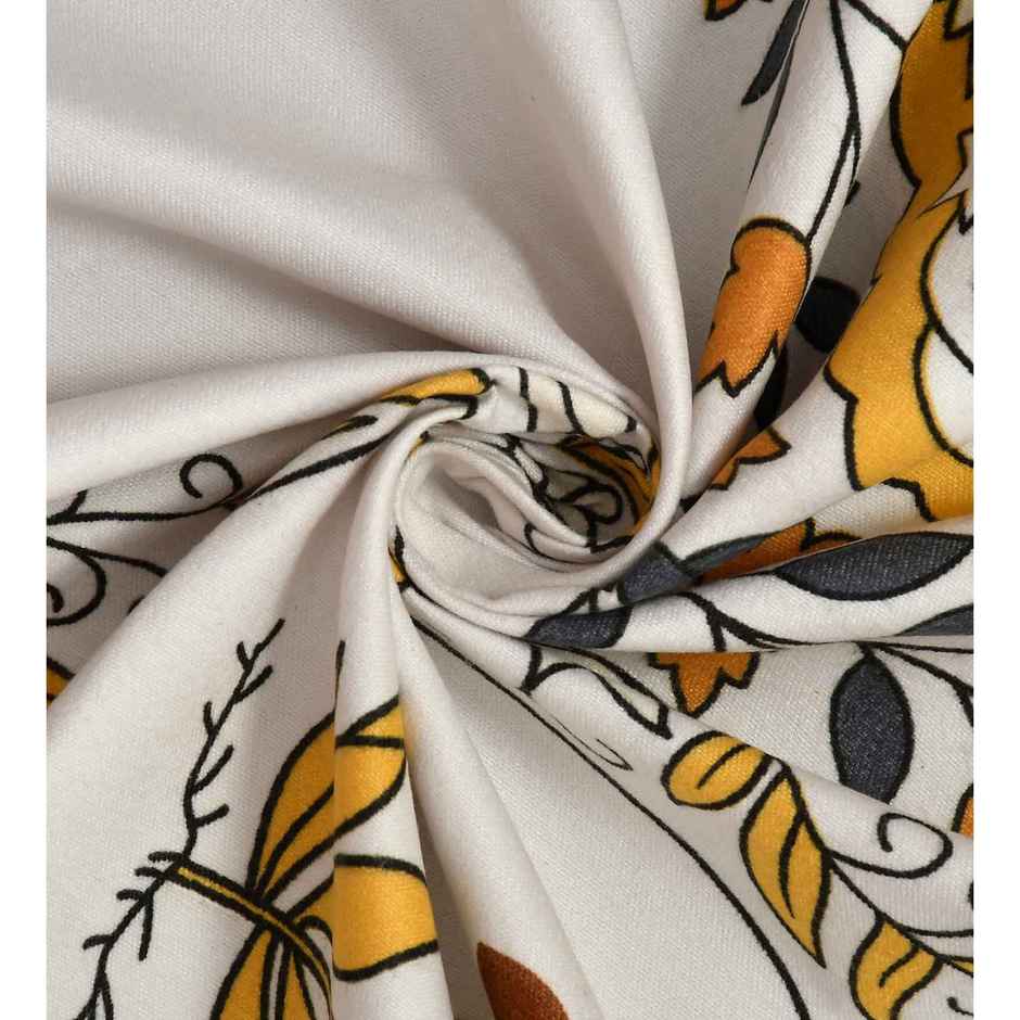 Casacraft by Pepperfry Fitted King Abstract 220 TC Microfiber Bedsheet, 2 Pillow Covers | White