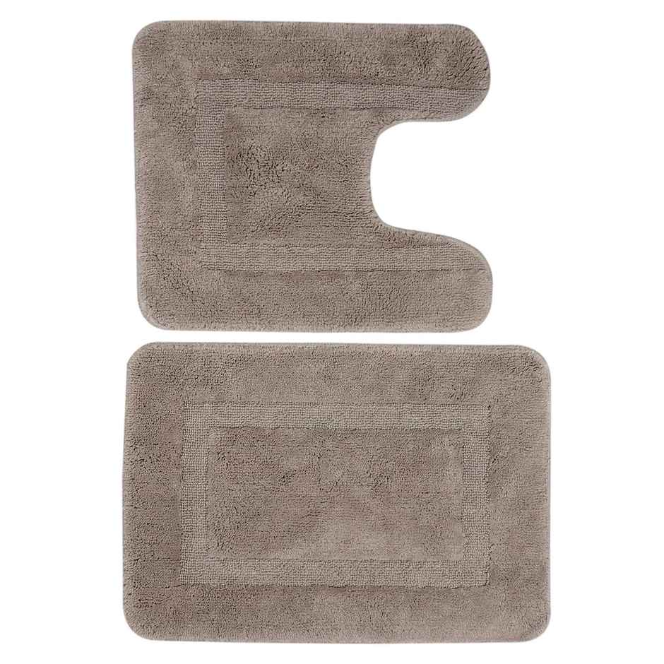Casacraft by Pepperfry Bath Mat Combo - 18 x 24 Inches Anti-skid | Grey