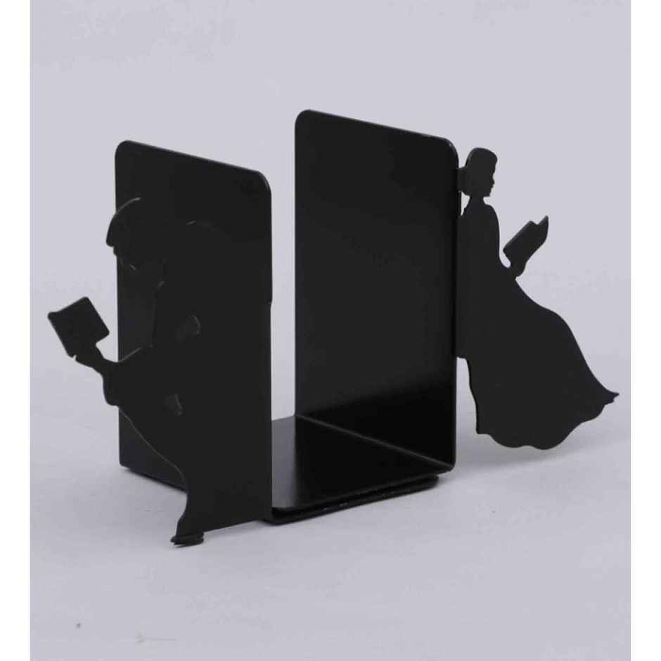 Casacraft Pepperfry Typography Design Iron Matte Black Finish Bookend for Reading Books for Home