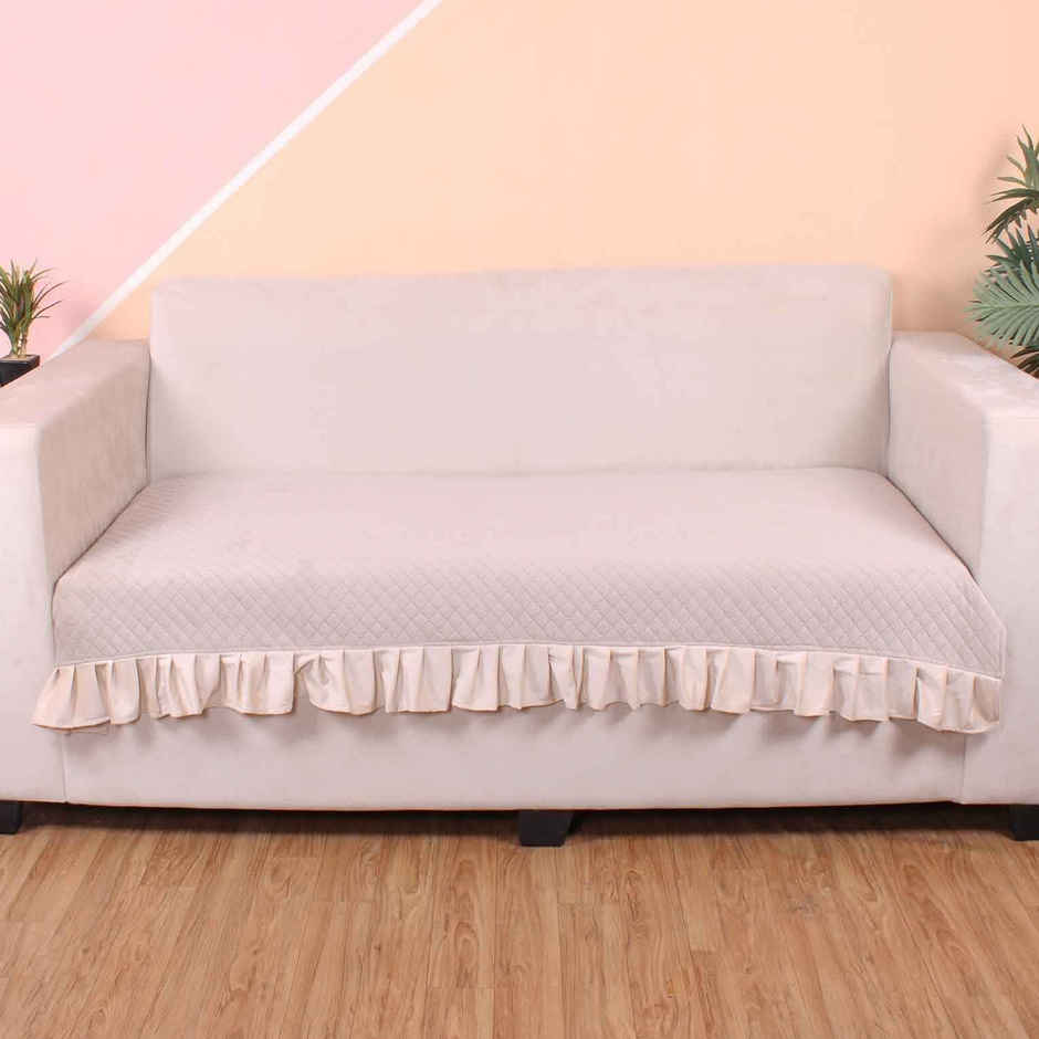 Casacraft by Pepperfry Sofa Cover | 3 Seater | Vanilla Ice