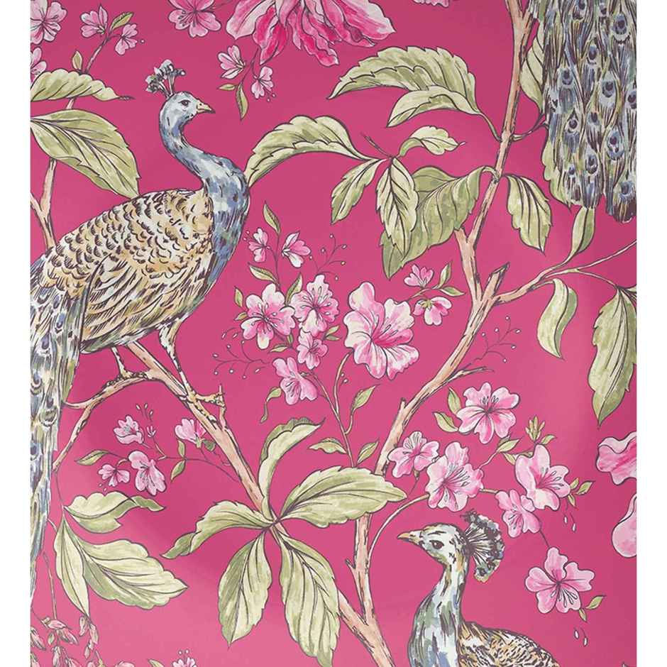CasaCraft Pepperfry Decorative Pink Artistic Peacock Round Wall Hanging Decor Plate for Living Room