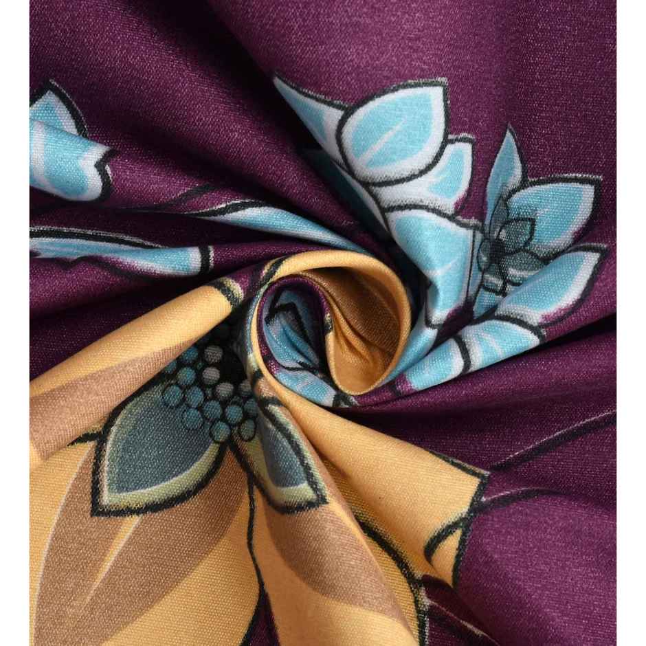 Casacraft by Pepperfry Purple Floral 180 TC Microfiber Double Bedsheet With 2 Pillow Covers