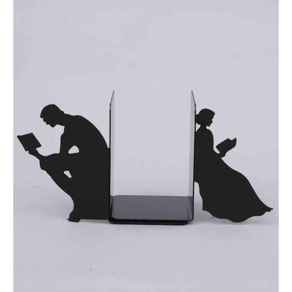 Casacraft Pepperfry Typography Design Iron Matte Black Finish Bookend for Reading Books for Home