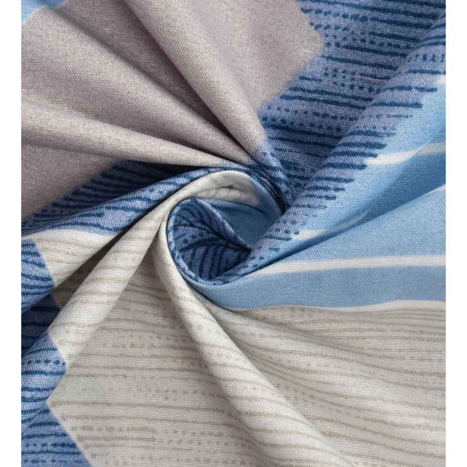 CasaCraft Pepperfry Queen Flat Bedsheet with 2 Pillow Cover Grey and Blue Abstract 180 Thread Count
