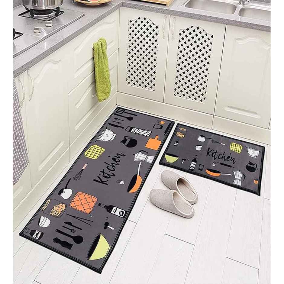Casacraft by Pepperfry Machine Made Runners Combo Anti-skid | Grey