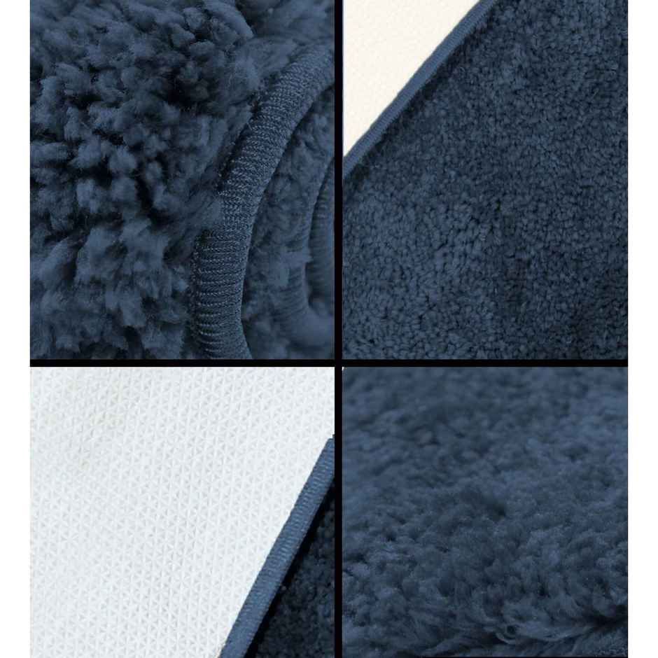 Casacraft by Pepperfry Microfibre Anti- Skid Door Mat | 43 x 31 cm | Navy Blue Solid