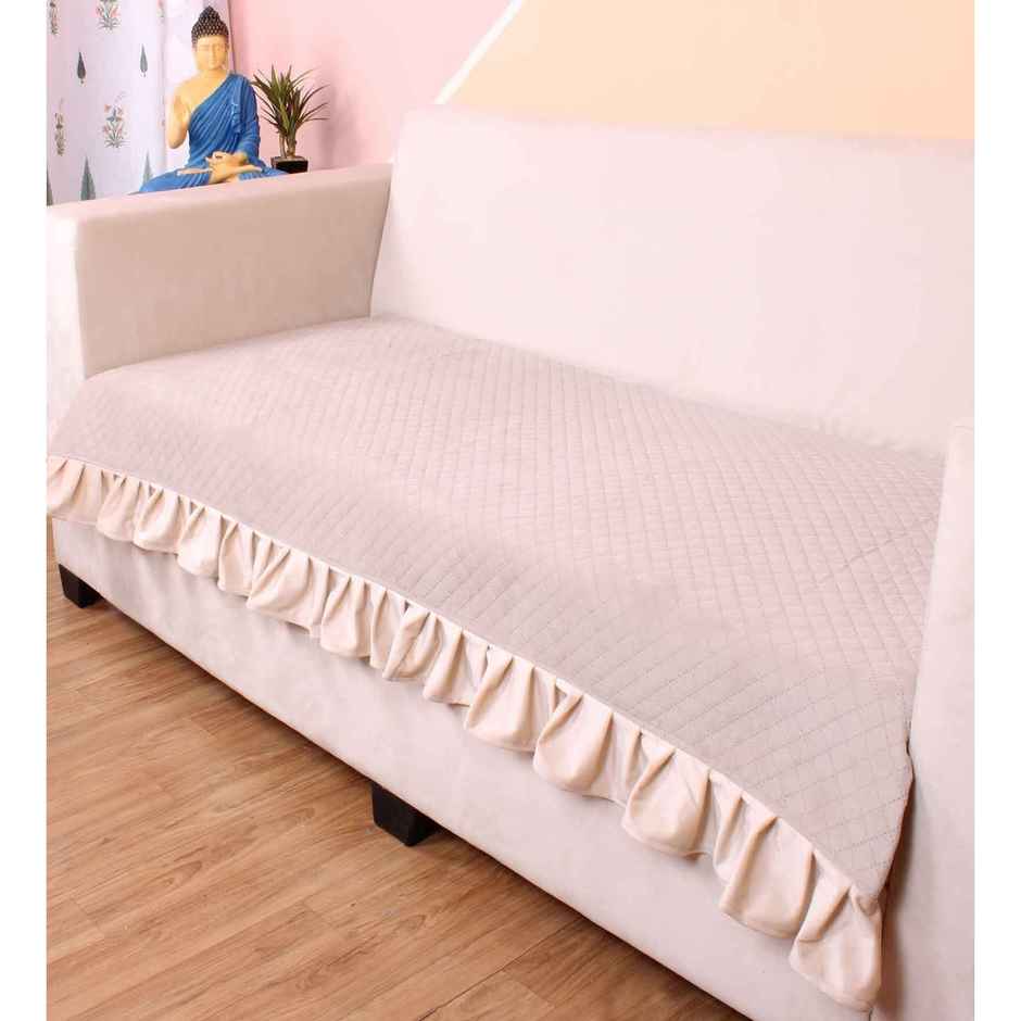 Casacraft by Pepperfry Sofa Cover | 3 Seater | Vanilla Ice