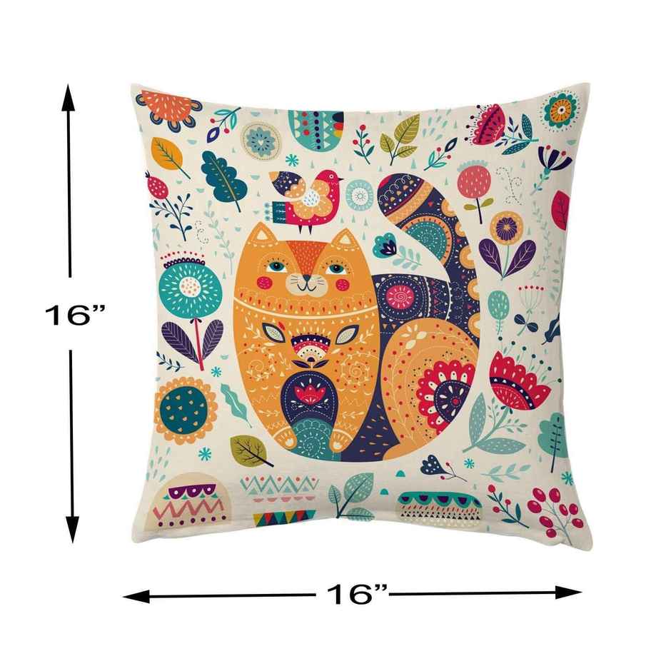 CasaCraft Pepperfry Multicolor Cotton Canvas Animal 16x16 inches Cushion Covers