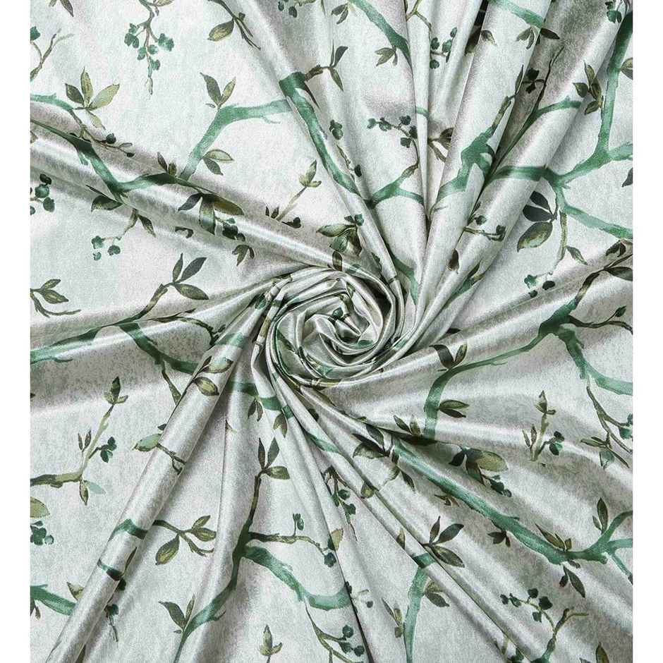 CasaCraft Pepperfry Door Curtain 7ft Floral Green Polyester Heavy Net Premium Eyelet Single Panel
