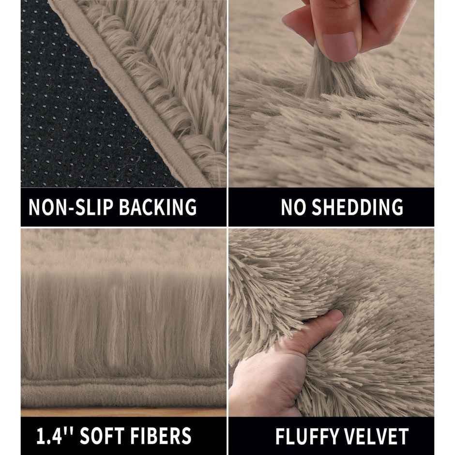 Casacraft by Pepperfry Taupe Solid Polyester AntiSkid Door Mat | 76 x 46 cm