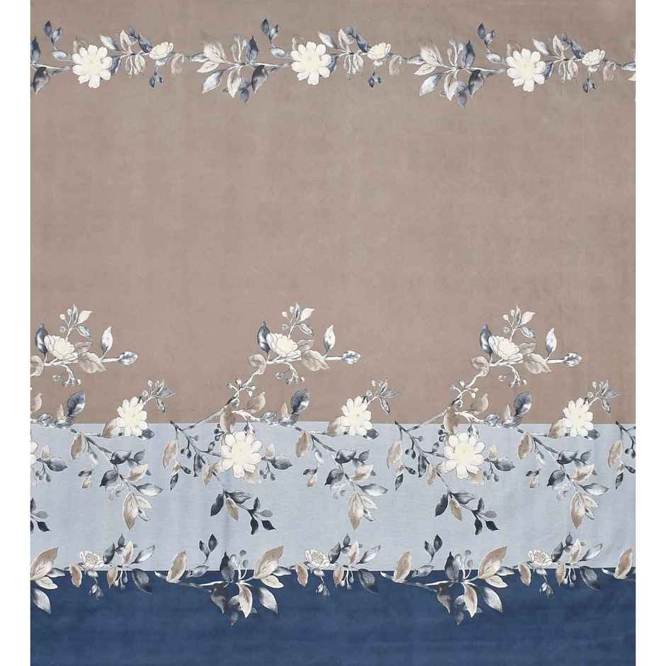 Casacraft by Pepperfry Fitted King Size Floral 220 TC Bedsheet | With 2 Pillow Cover | Brown & Blue