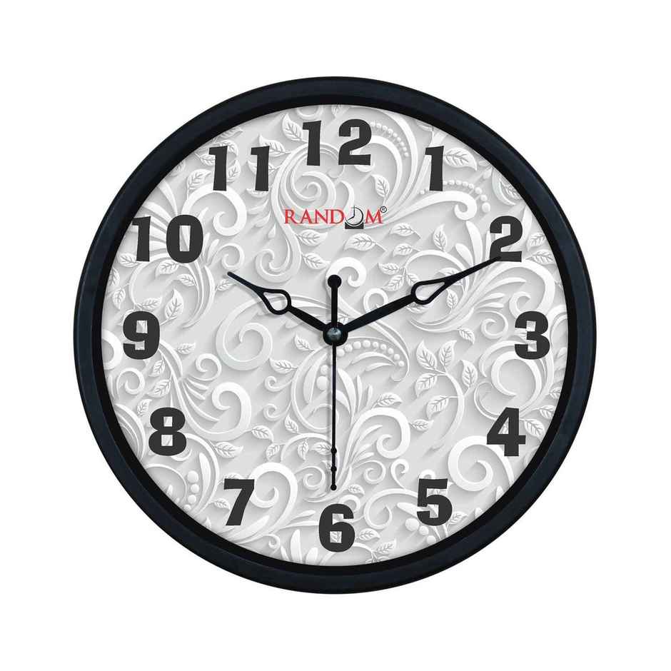 CasaCraft Pepperfry Wall Clock 8 Inch Rickford Round Contemporary Plastic BlackFrame for Decor Home