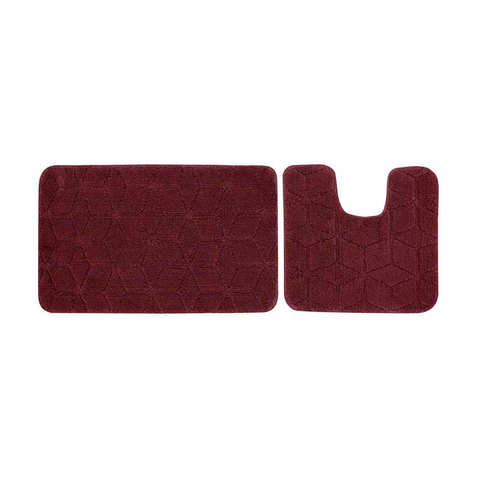Casacraft by Pepperfry Bath Mat Combo - 32 x 20 Inches Anti-skid | Red