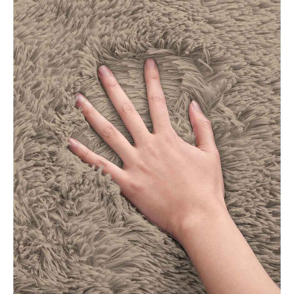 Casacraft by Pepperfry Taupe Solid Polyester AntiSkid Door Mat | 76 x 46 cm