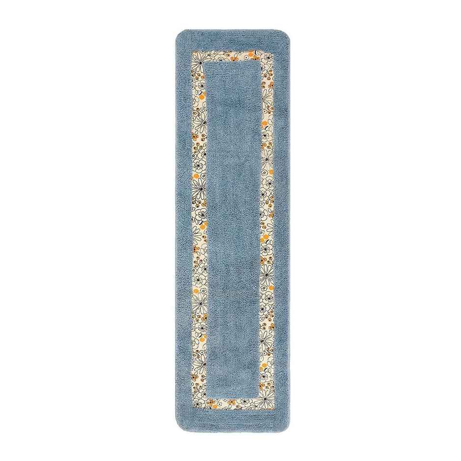 CasaCraft Pepperfry Runner 55x16 Inch Blue Cotton Hand Tufted Non Slip Rubber Backing Soft Rug
