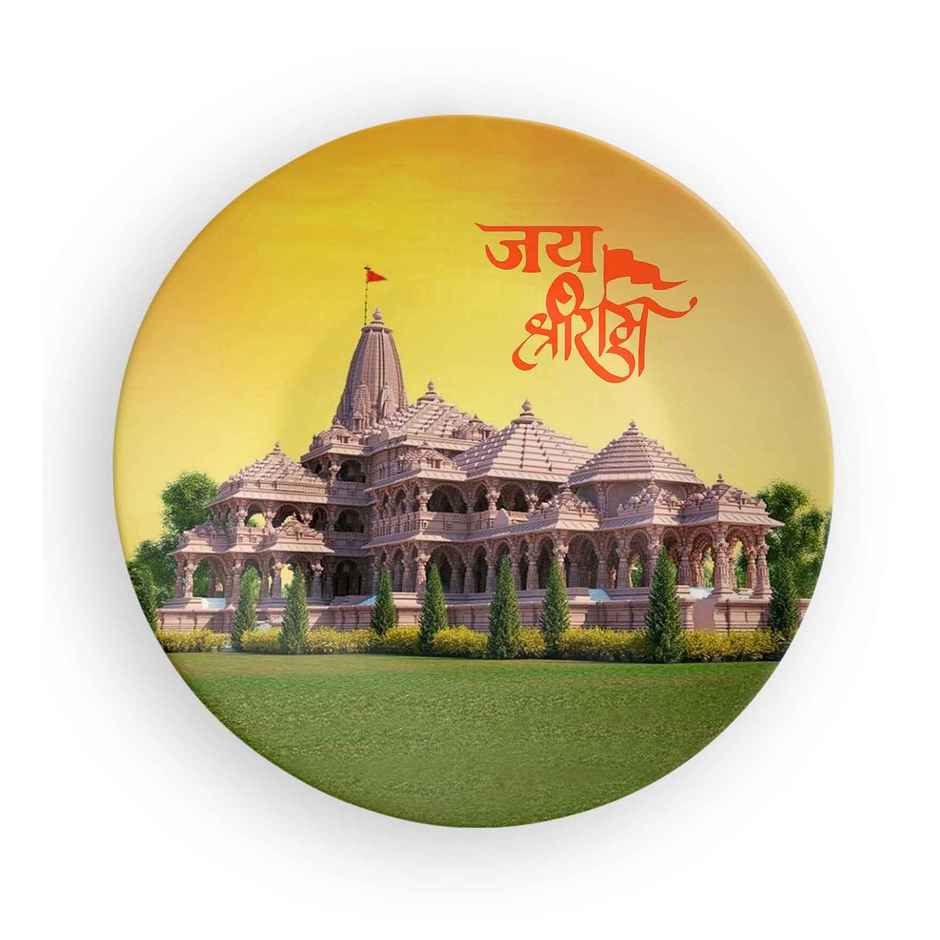 CasaCraft Pepperfry Divine Shri Ram Mandir Ayodhya Ceramic Decorative Round Wall Hanging Plate