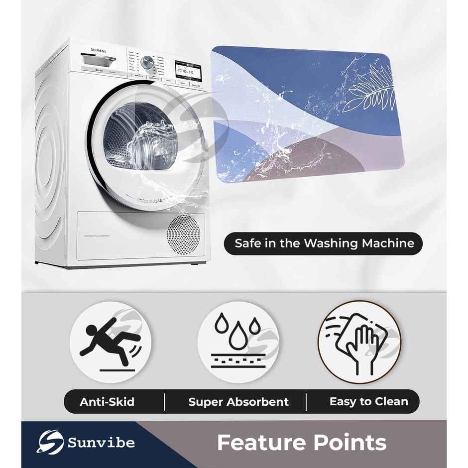 Casacraft by Pepperfry Anti- Skid Abstract Door Mat and Floor Runner set | Multicolor