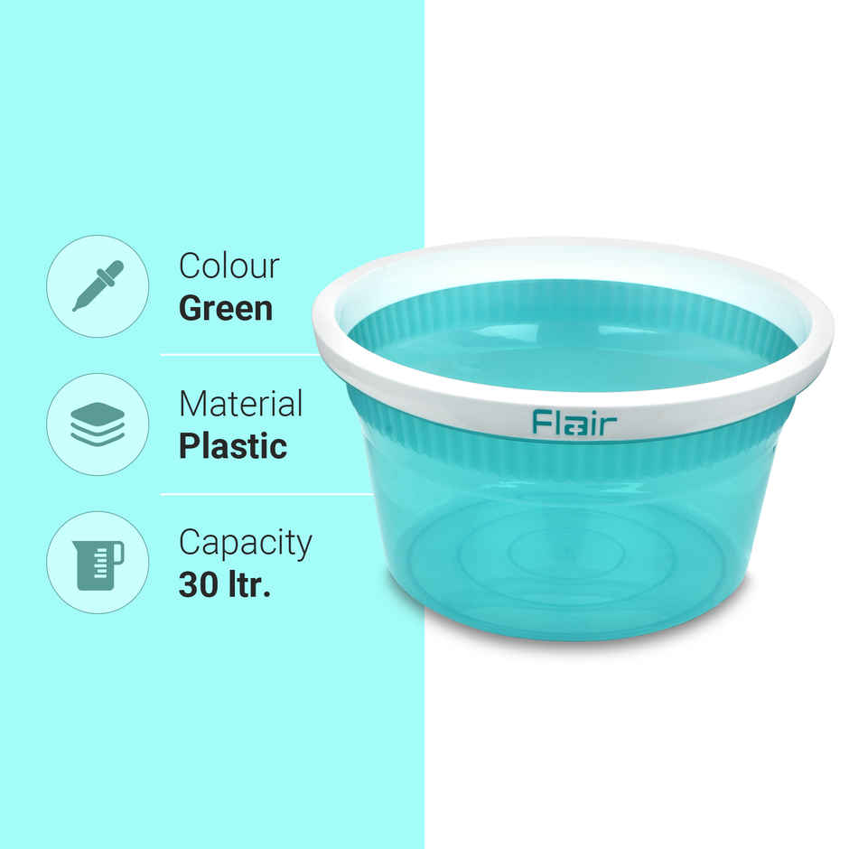 Flair Estella Crystal | Deep Tub | 30 Litre | Green