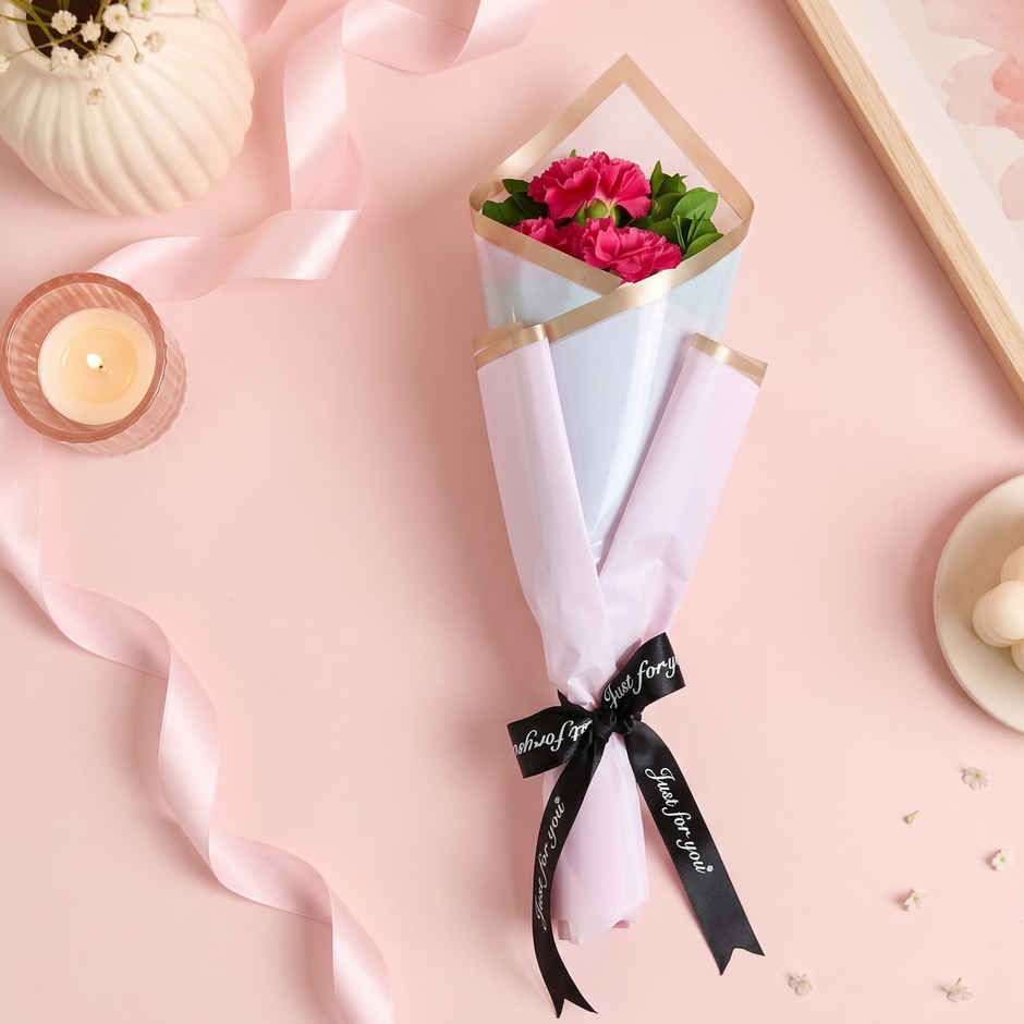 Spl 3 Pink Carnations Bouquet | Gifting