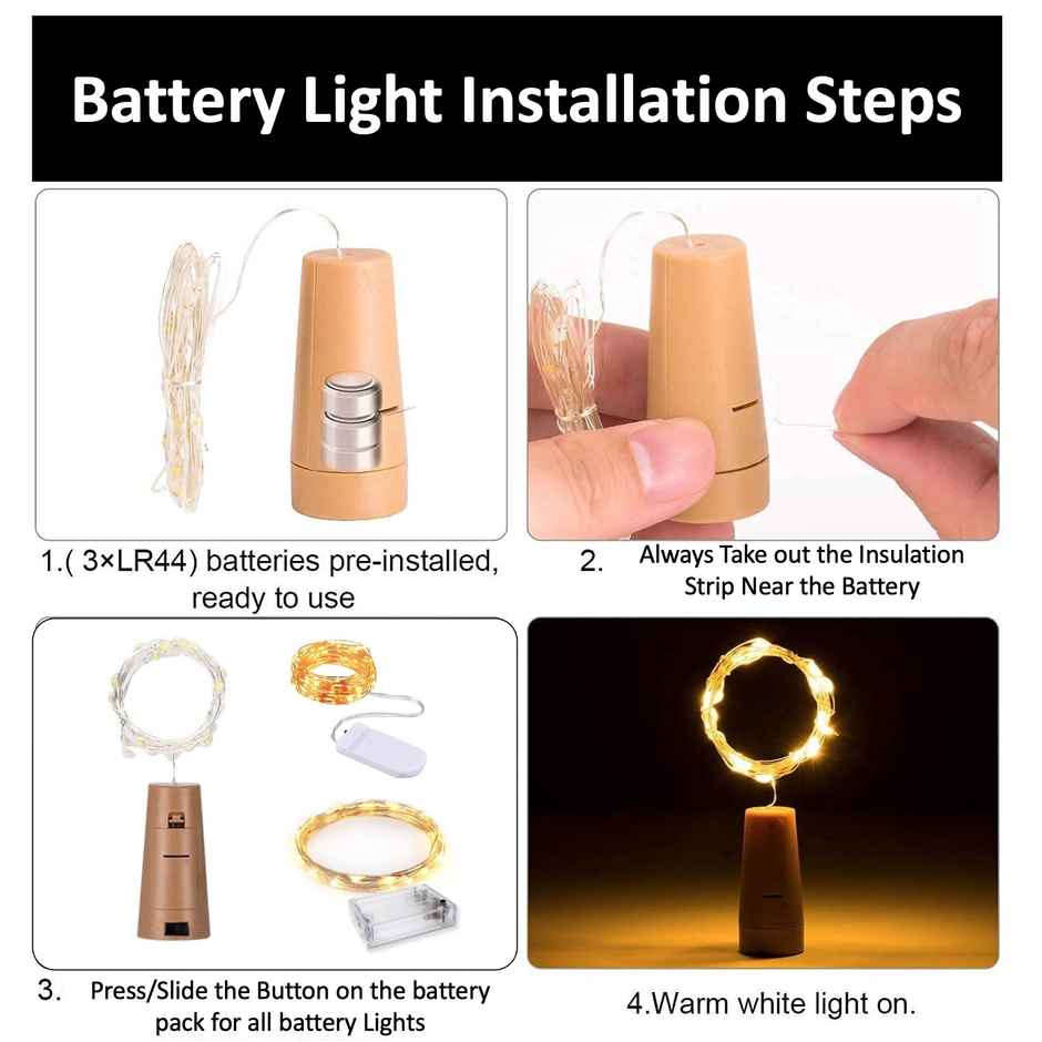 Quace Set Of 2 Cork Light Warm White