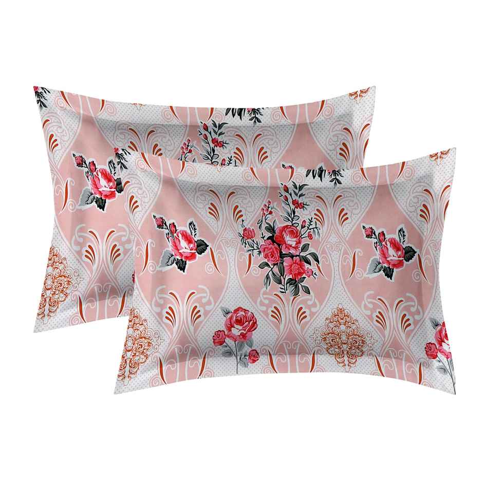 Dream Living Double Microspread Floral 135 Gsm Bedsheet | With 2 Pillow Covers | Beige | 94x87in