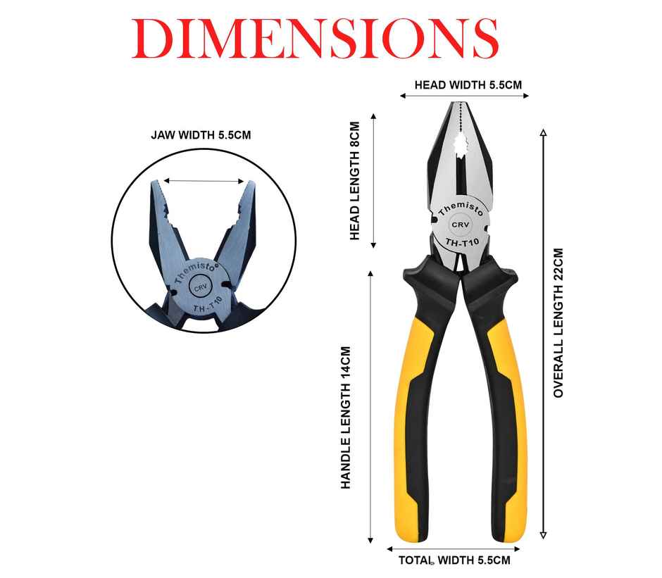 Themisto 8 Inch Combination Plier Crv (Yellow)