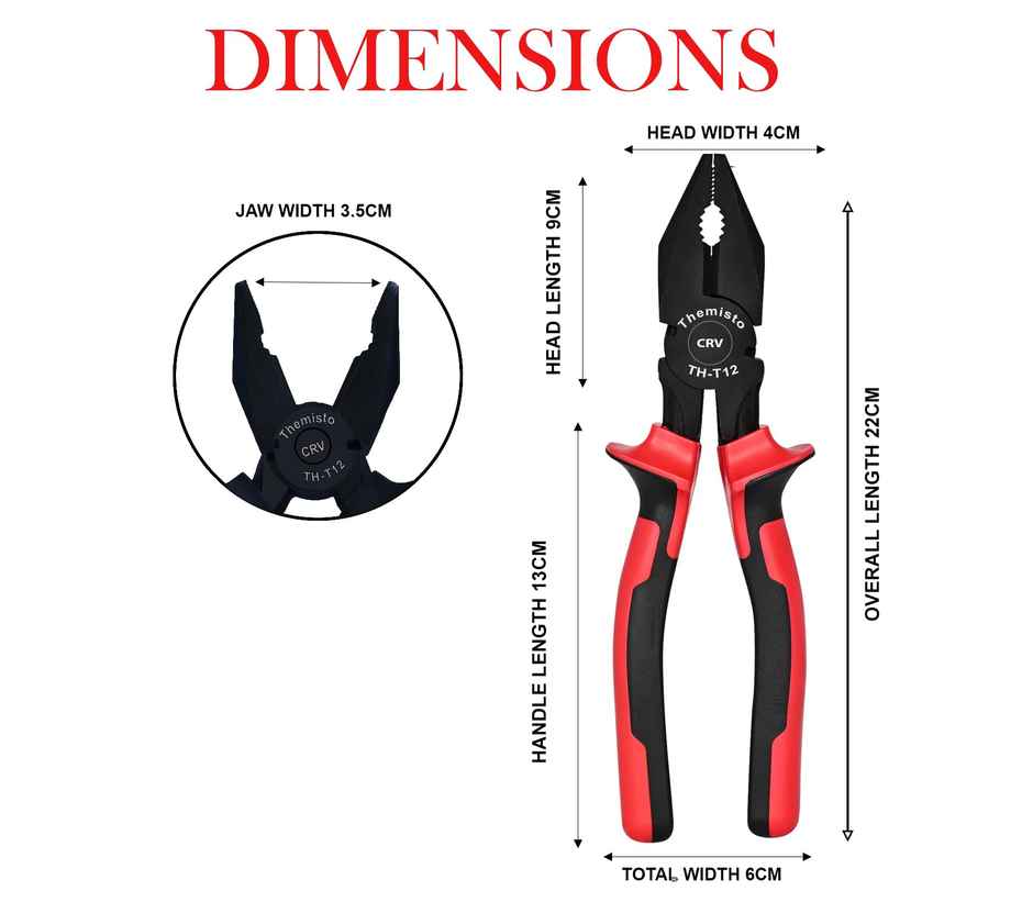 Themisto 8 Inch Combination Plier Crv (Red)