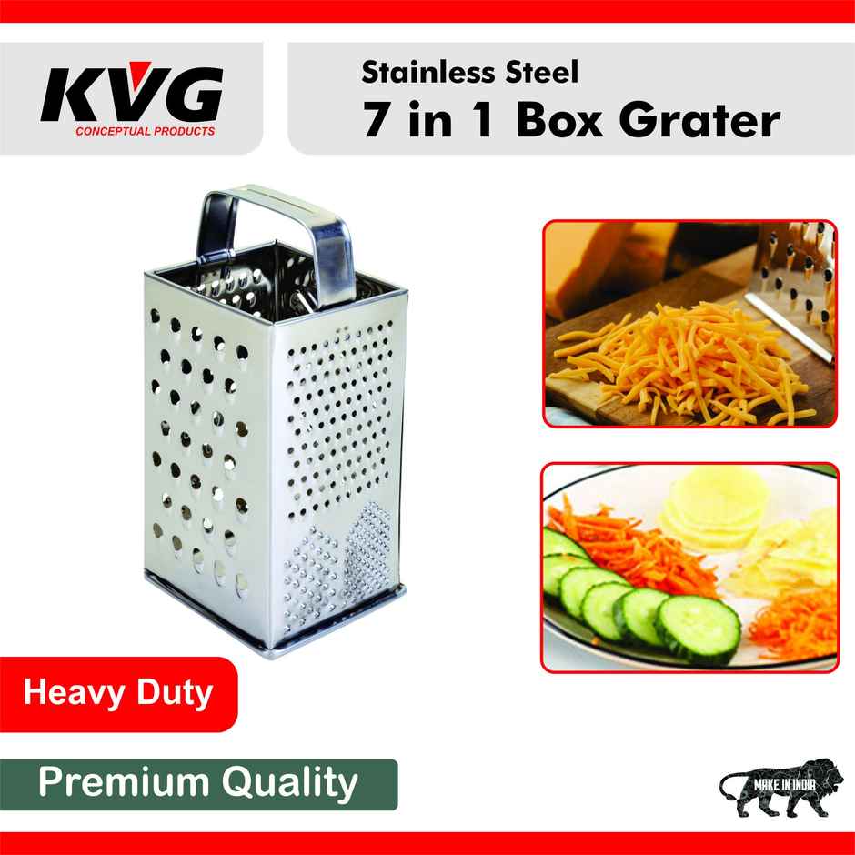KVG Stainless Steel 7 In 1 Grater | Carrot Grater | Garlic & Ginger Grater | Slicer Cutter