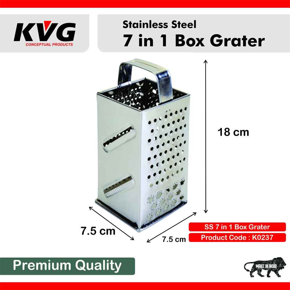 KVG Stainless Steel 7 In 1 Grater | Carrot Grater | Garlic & Ginger Grater | Slicer Cutter